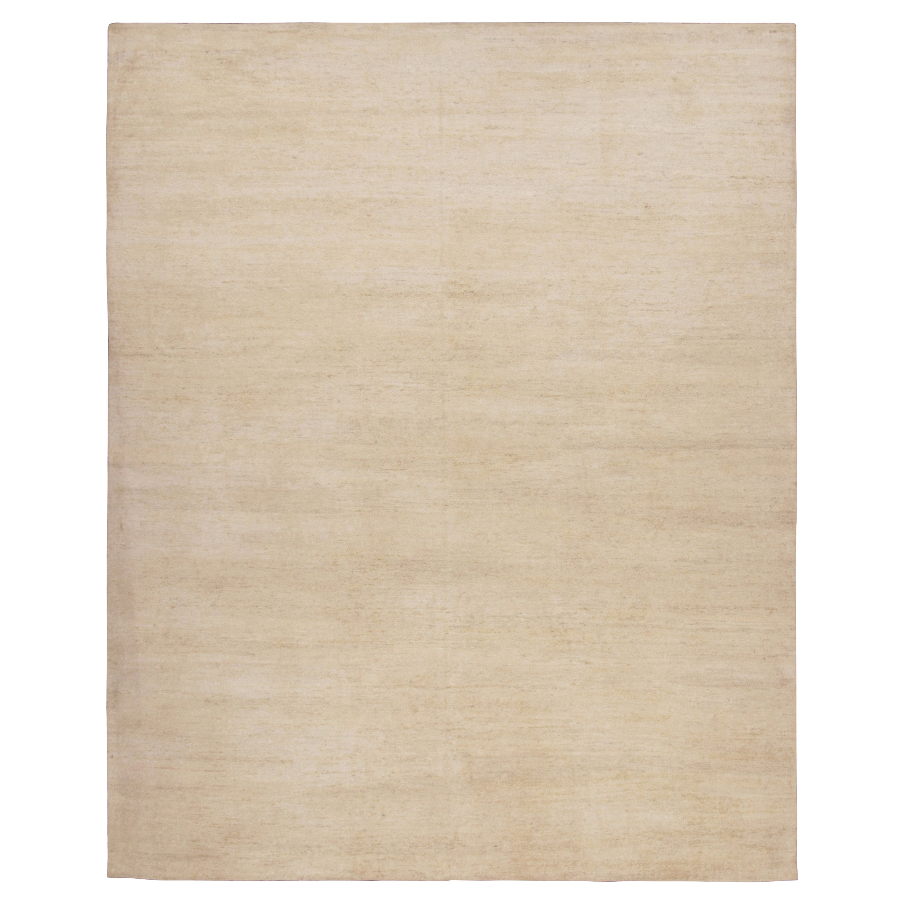 Rug & Kilim's Modern Textural Oversized Rug With Striae of Beige