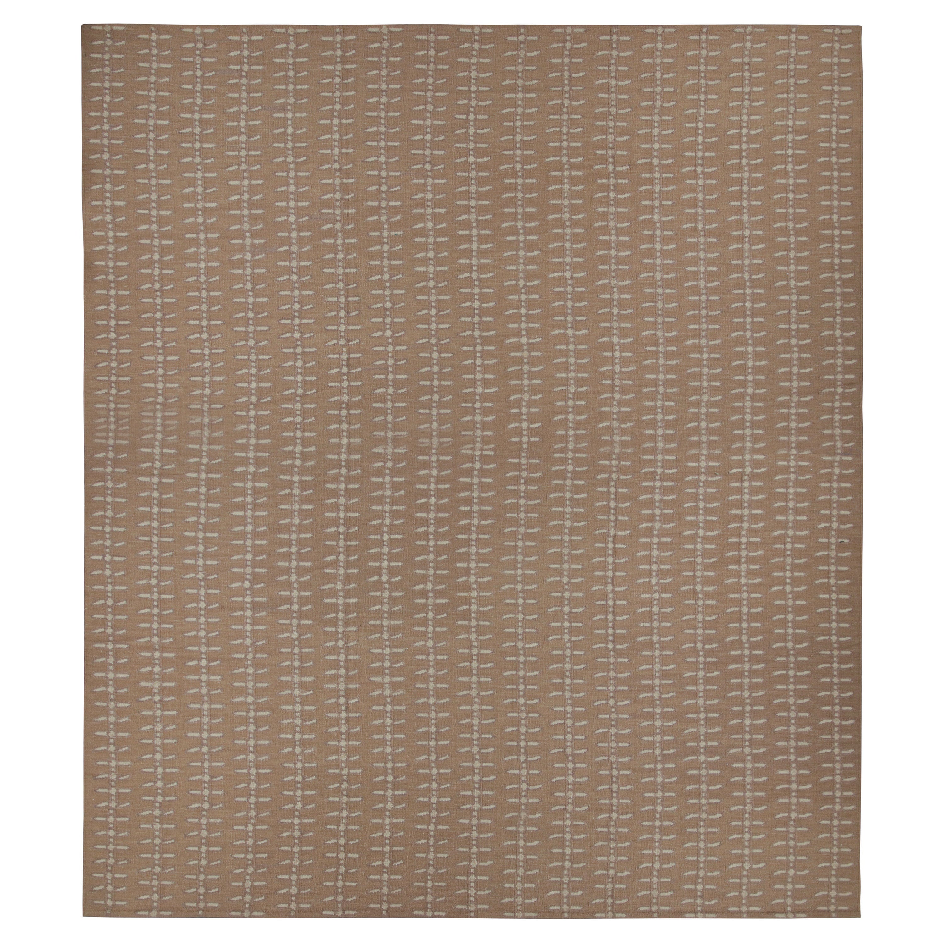 Rug & Kilim’s Oversized Scandinavian Style Rug in Beige-Brown and Floral Pattern