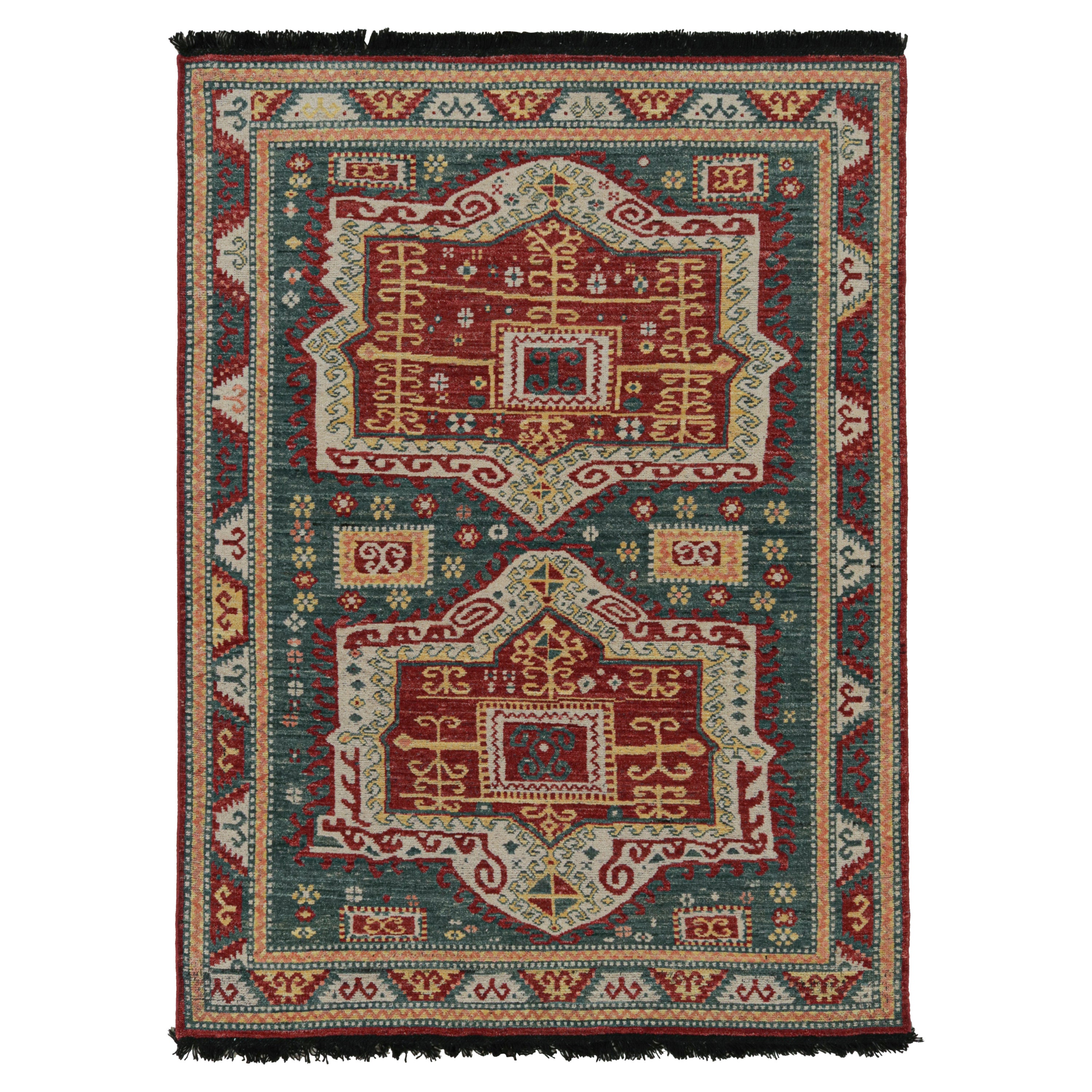 Rug & Kilim’s Modern Kazak Style Rug with Geometric Patterns and Medallions For Sale