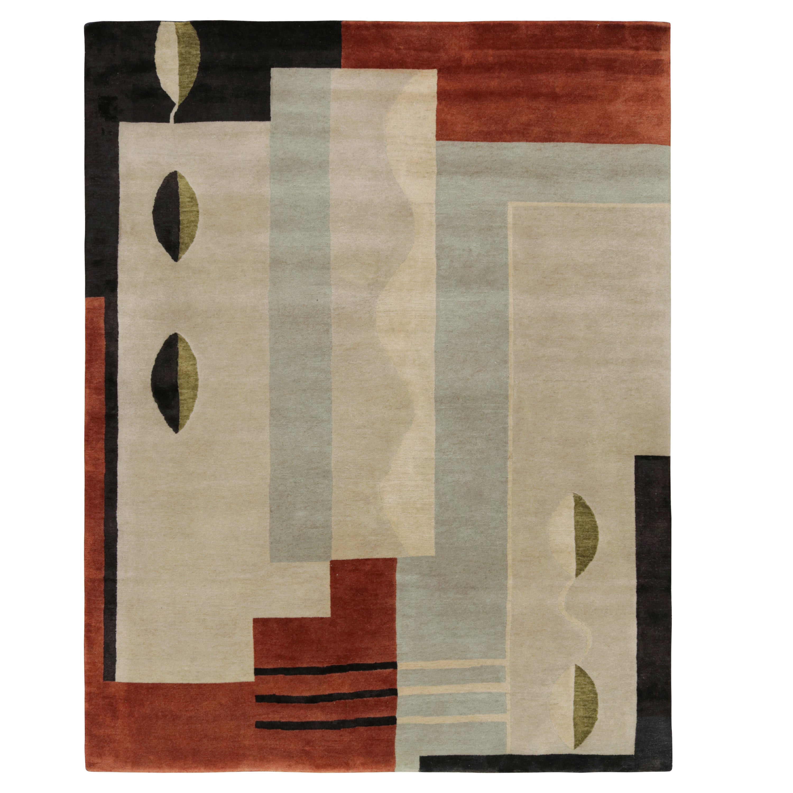 Rug & Kilim’s Modern French Art Deco Style Rug with Geometric Pattern For Sale