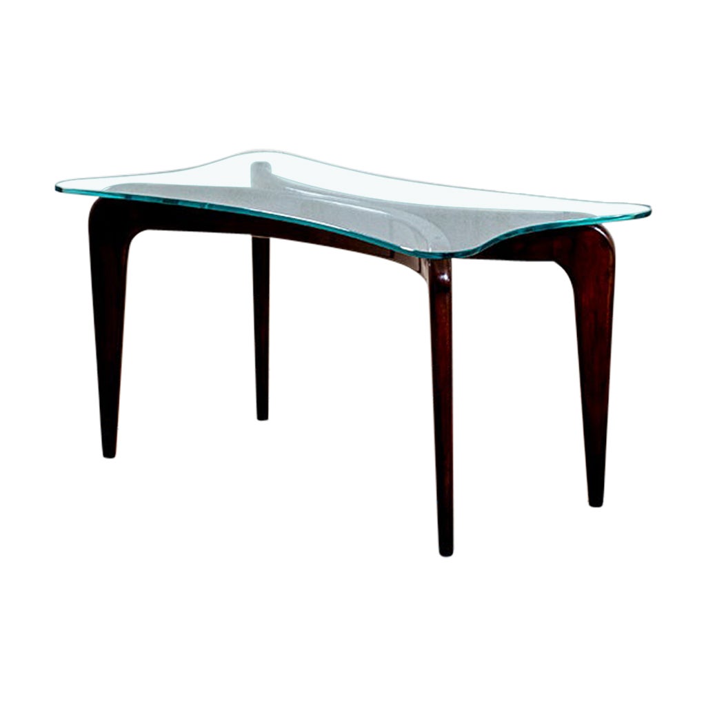 20th Century Gio Ponti Fontana Arte Coffee Table in Wood and Butterfly Glass Top