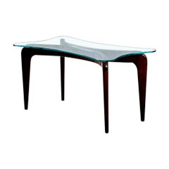 Table basse Gio Ponti Fontana Arte du 20e siècle en Wood et plateau en verre papillon