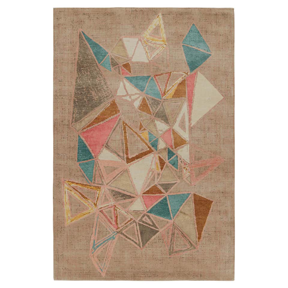 Rug and Kilim’s Mid-Century Modern Style Rug with Geometric Patterns ...