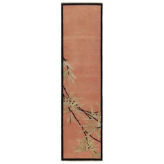 Rug & Kilim’s Chinese Art Deco style Runner Rug in Pink with Floral Pattern