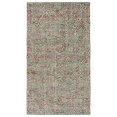 Vintage Zeki Müren Teppich in Teal mit bunten Blumenmustern, von Rug & Kilim