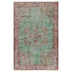 Tapis vintage Zeki Müren en sarcelle avec médaillons floraux, de Rug & Kilim