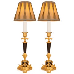 Pair Of French 19th Century Louis XVI St. Bronze And Ormolu Lamps