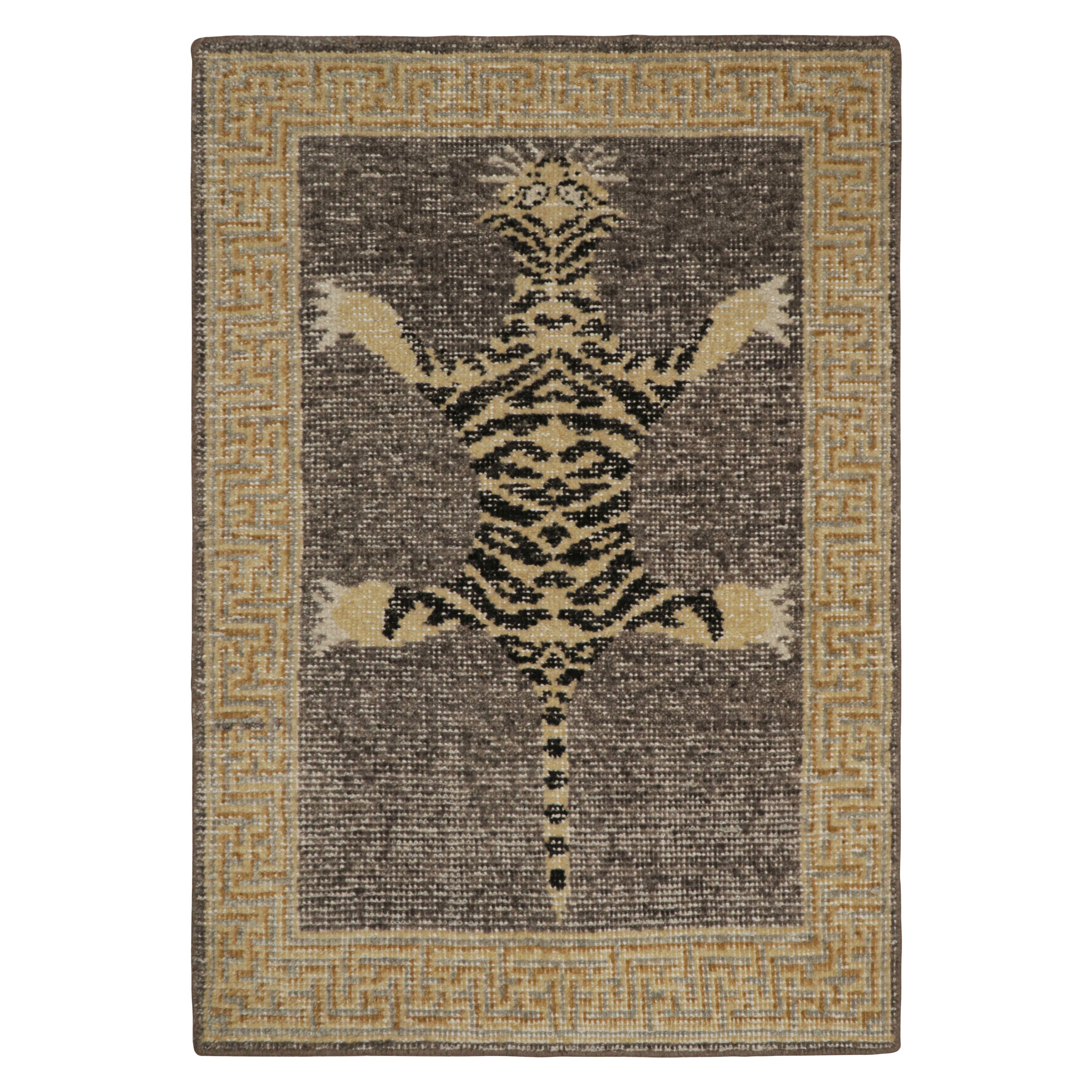 Rug & Kilim’s Modern Tiger Skin Accent Pictorial Rug in Gray, Beige and Black For Sale