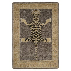 Rug & Kilim’s Modern Tiger Skin Accent Pictorial Rug in Gray, Beige and Black