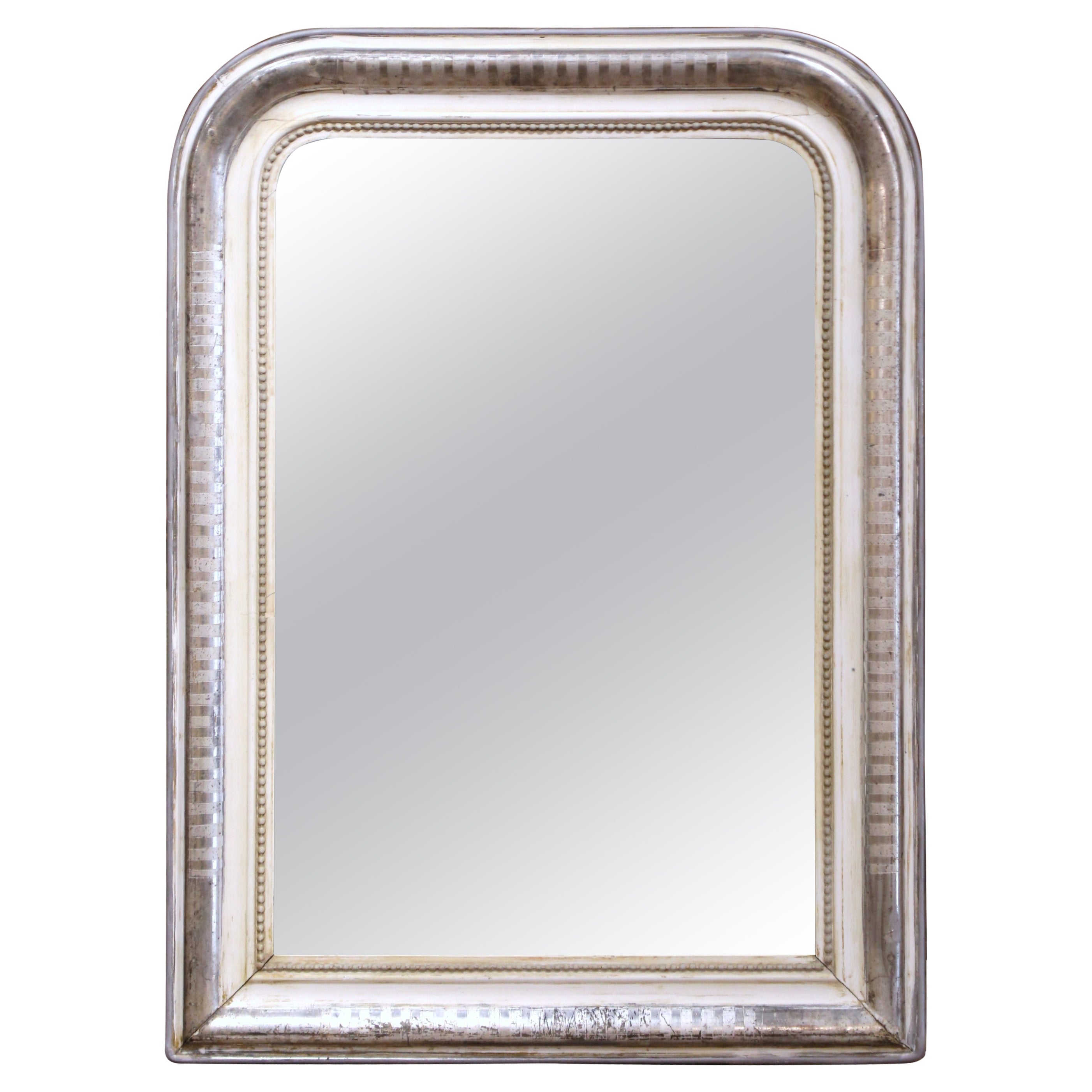 19th Century French Louis Philippe Two-Tone Silvered and White Wall Mirror