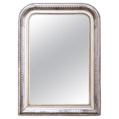 Antique 19th Century French Louis Philippe Two-Tone Silvered and White Wall Mirror
