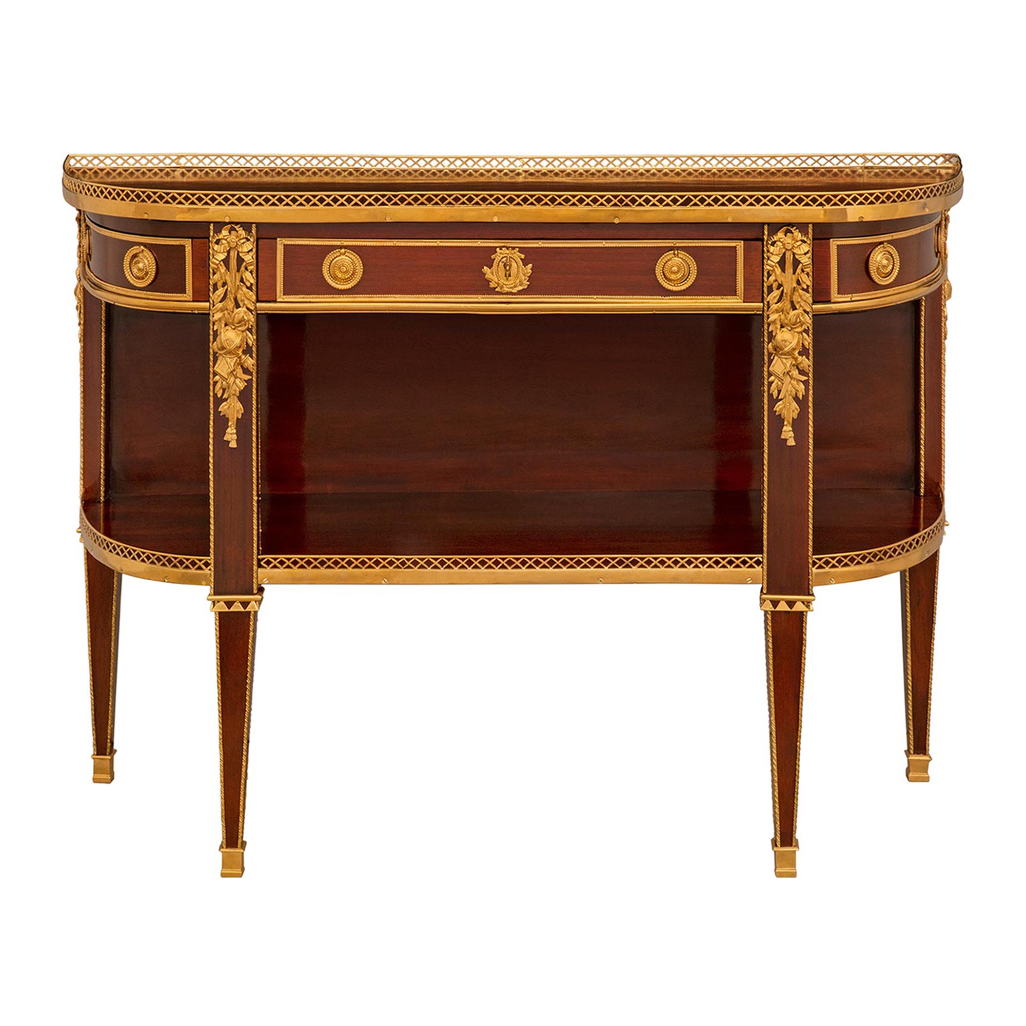 Console à dessert Louis XVI du 19ème siècle en acajou et bronze doré en vente