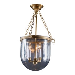 Vintage Brass and Glass Italian Bell Lantern, Mid 20th Century 