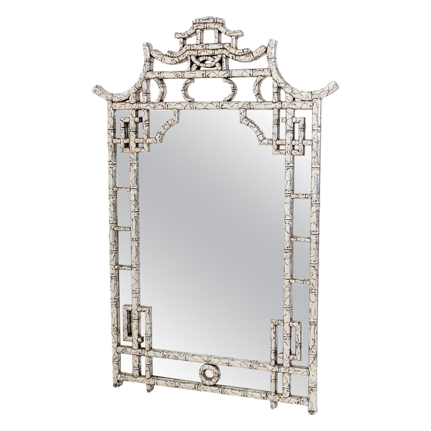 20th Century Grey Italian Rectangular Vintage Faux Bamboo Wall Glass Mirror For Sale