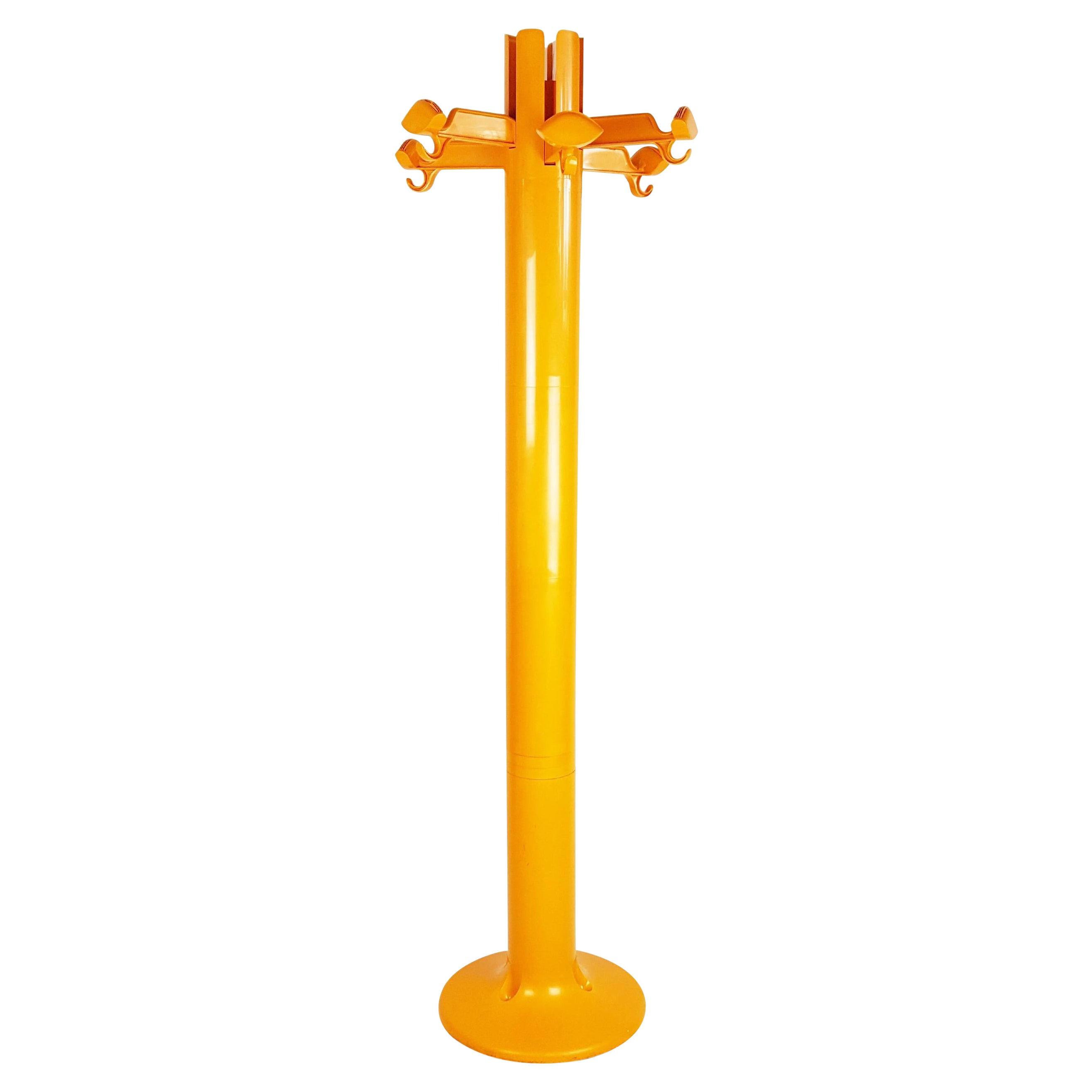 Orange plastic free standing coat rack Planta by G. Piretti for Anonima Castelli