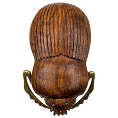 Solid Walnut Brass and Walnut Beetle Sculpture by Sarreid