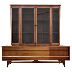 Young Manufacturing Vintage Mid Century Modern 2 Piece China Cabinet c. 1970s