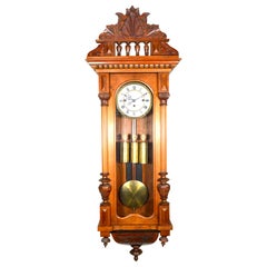 50" Used 1890 German Gustav Becker Grand Sonnerie Vienna Regulator Wall Clock