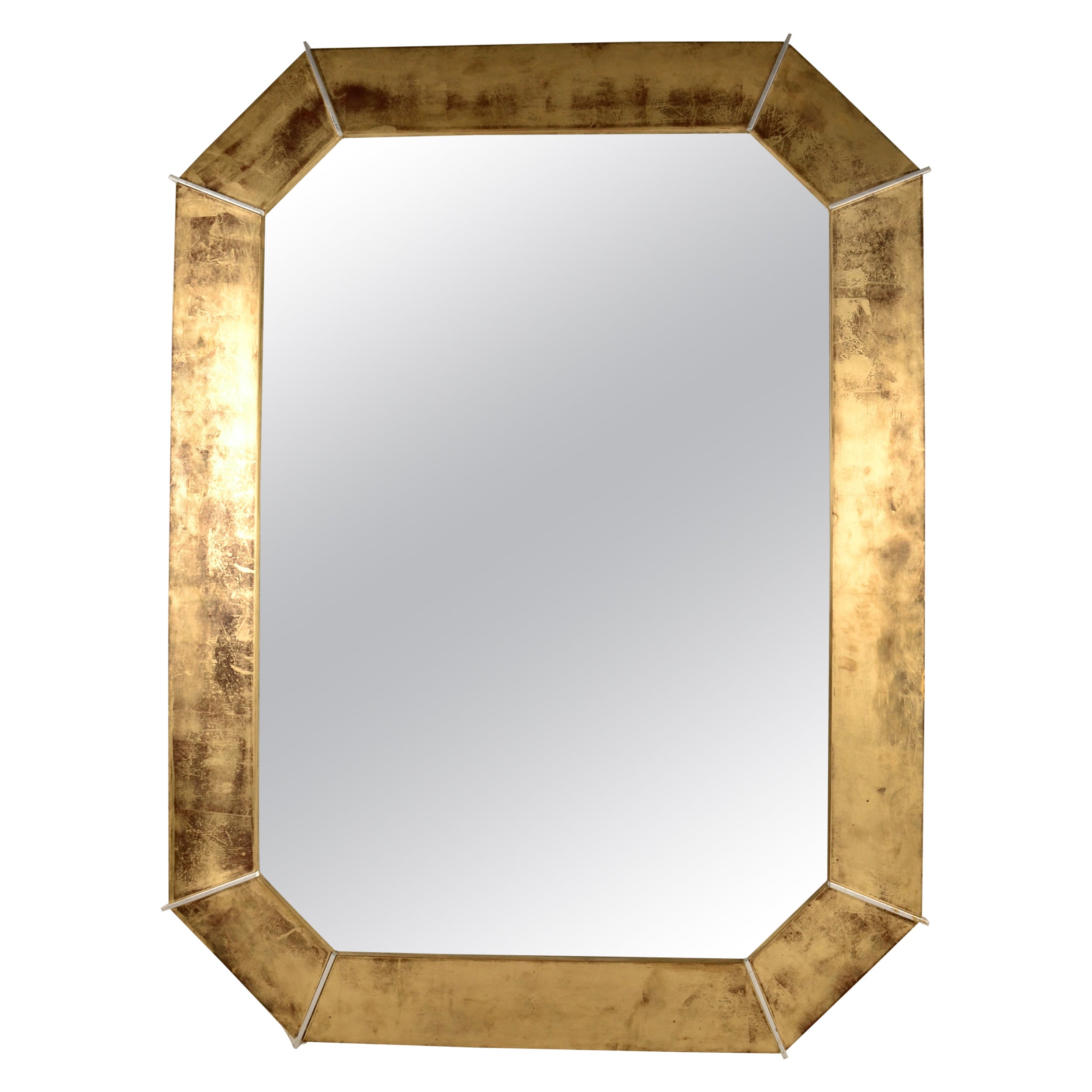 Karl Springer Gold FInish Octagonal Mirror, USA c 1980s For Sale