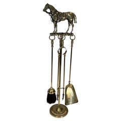 Rare Brass Fireplace Tools Surmounted by a Sculpture representing a Horse