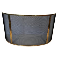 Design Curved Brass Fireplace Screen. French Work. Circa 1970