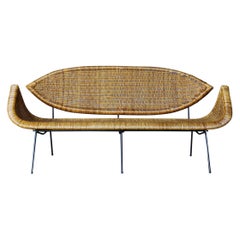 Sculptural Rattan & Iron Sofa, c.1965