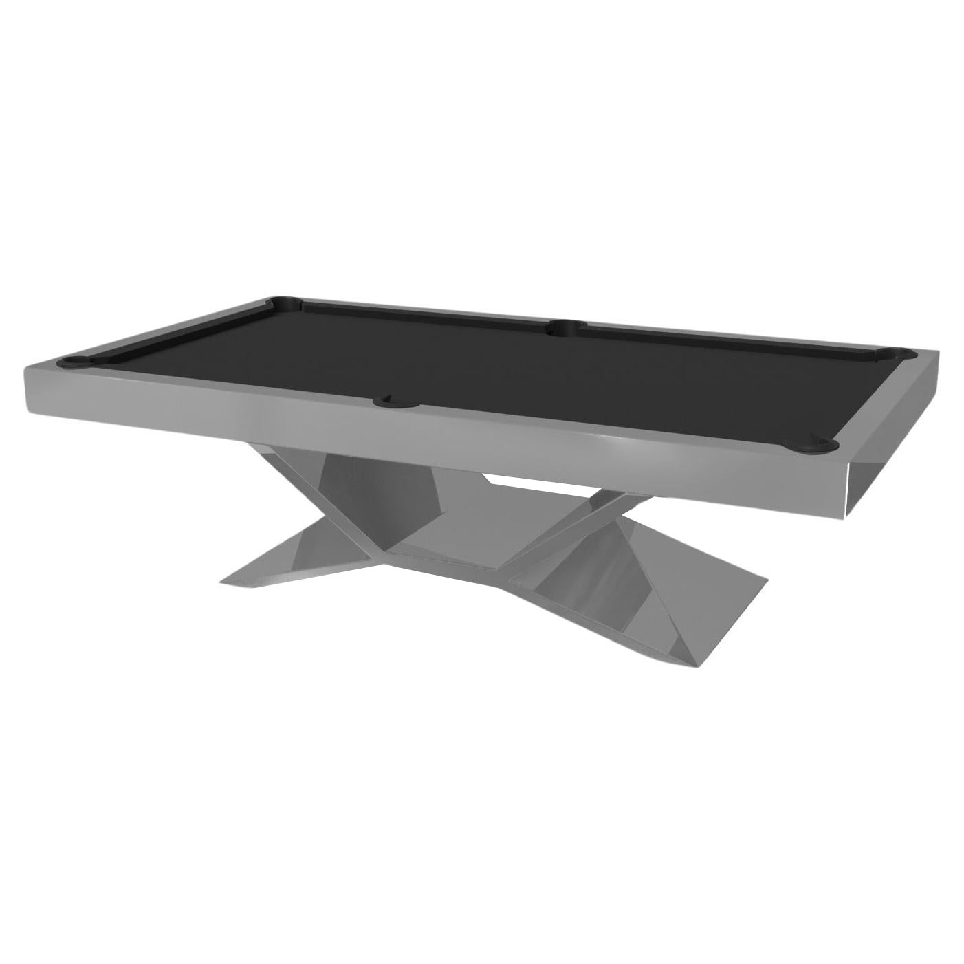 Elevate Customs Kors Pool Table / Stainless Steel Metal in 9' - Made in USA For Sale