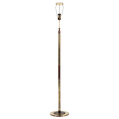 Retro Elegant Rosewood and Brass Midcentury Modern Floor Lamp