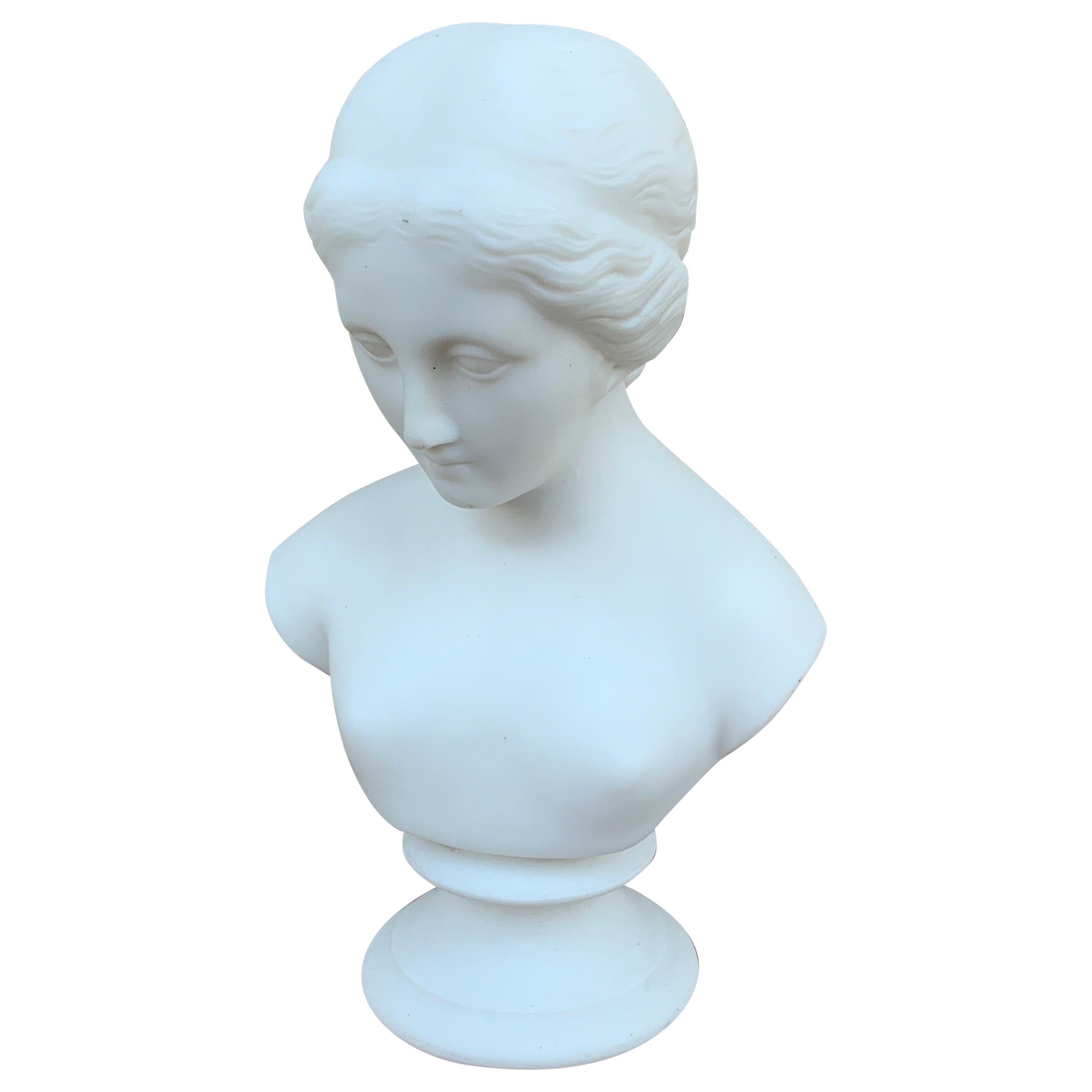 Vintage Classical Female Parian Porcelain Bust Sculpture For Sale