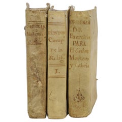Antique Nice Collection of 18th Century Weathered Spanish Vellum Books