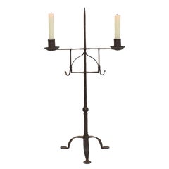 18th Century English Hand Forged Iron Candleholder