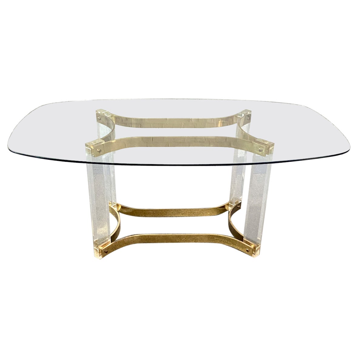 Alessandro Albrizzi lucite & brass dining room table - Hollywood Regency
