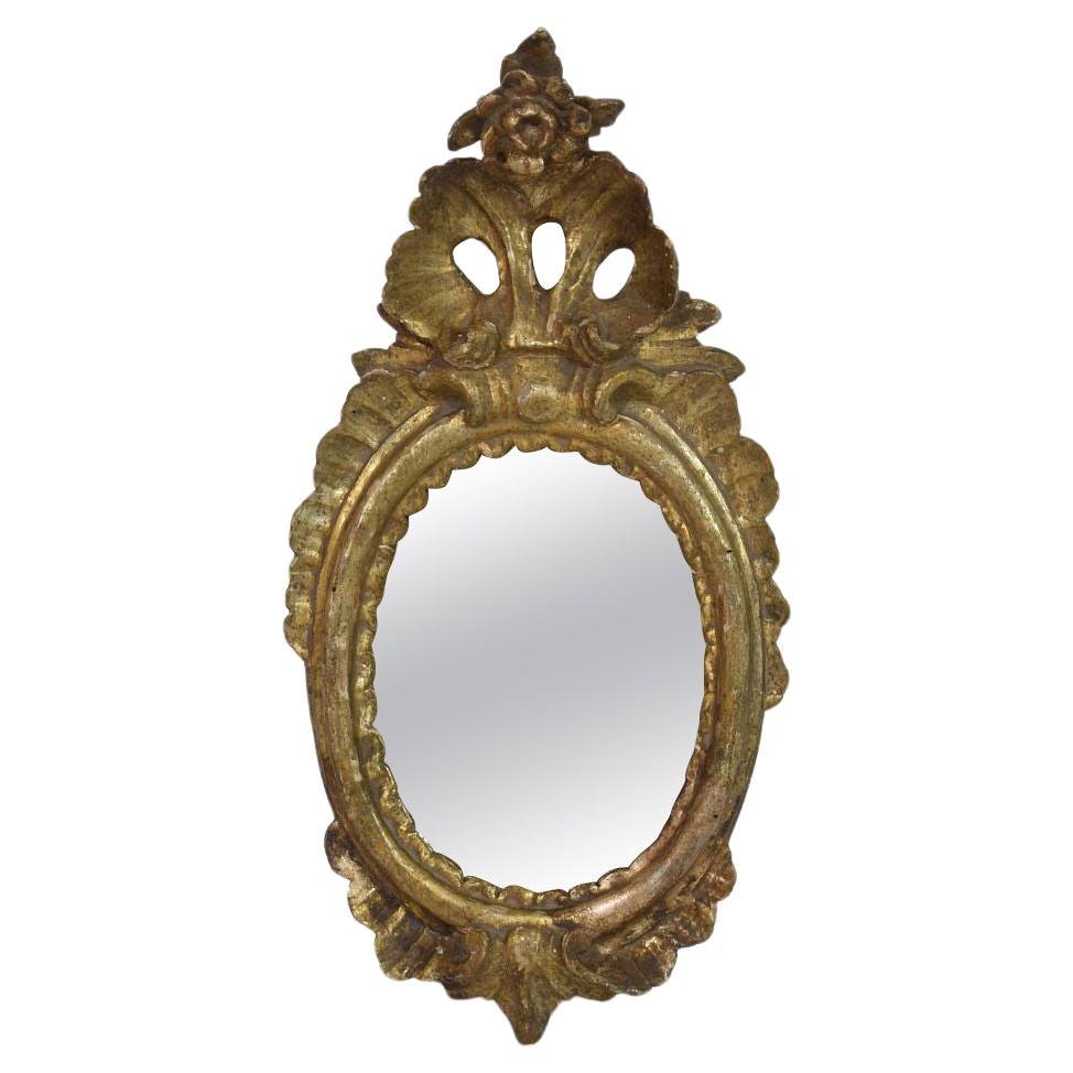 Small 18th Century Italian Baroque Carved Wooden Mirror