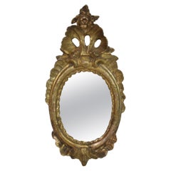 Petit miroir baroque italien du 18ème siècle en bois sculpté