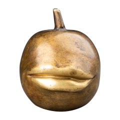 "Pomme bouche" : Painated bronze sculpture, end of XXth century 