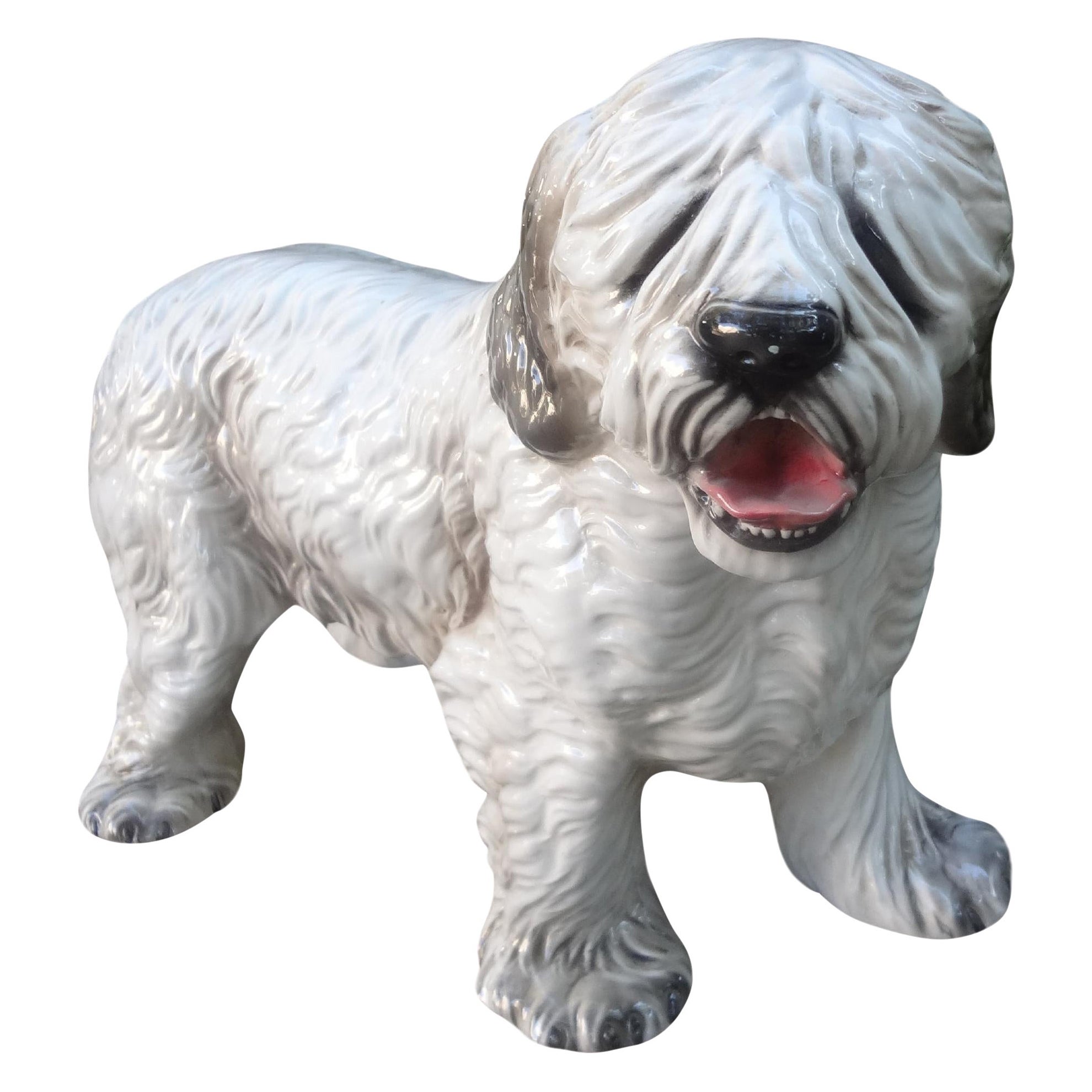 Italian Glazed Ceramic Dog Sculpture