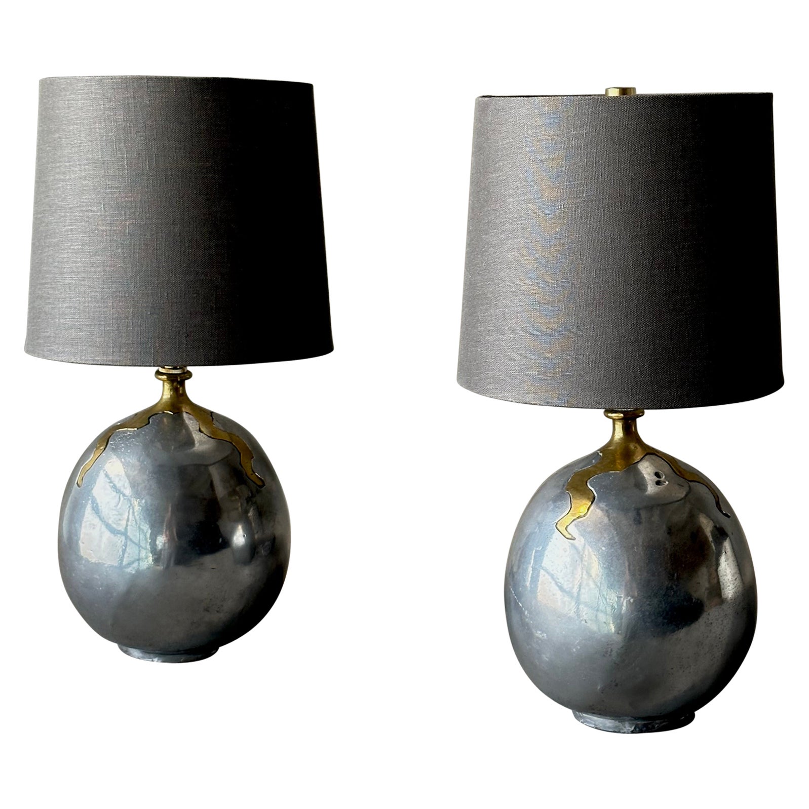 Pair of Aluminum David Marshall Table Lamps