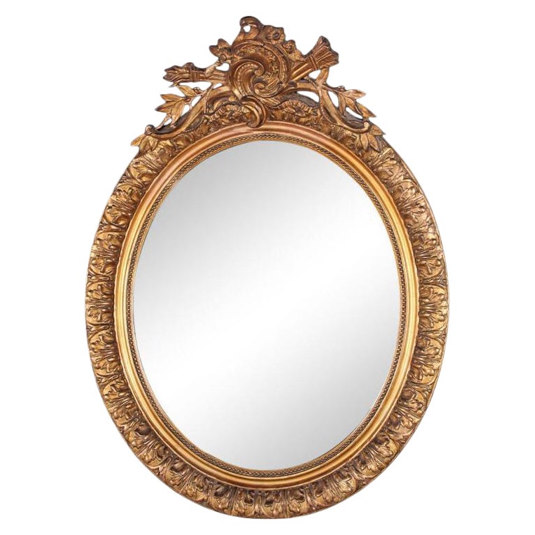 Französischer ovaler vergoldeter Spiegel, CIRCA 1890 im Angebot