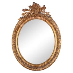 Französischer ovaler vergoldeter Spiegel, CIRCA 1890