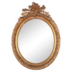 Antique French Oval Gilt Mirror, Circa 1890