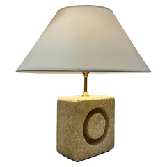 Vintage Carved Limestone Table Lamp France 1970
