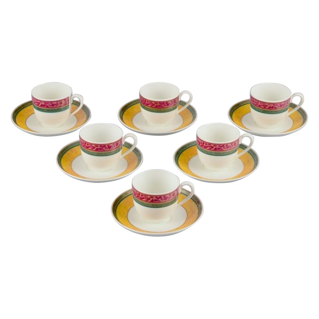 Paloma Picasso for Villeroy & Boch, Germany. Set of six coffee cups with saucers For Sale