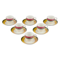 Vintage Paloma Picasso for Villeroy & Boch, Germany. Set of six coffee cups with saucers