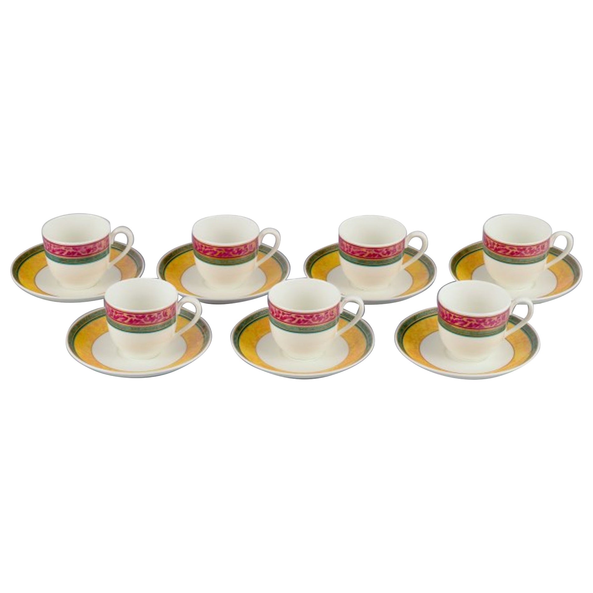 Paloma Picasso for Villeroy & Boch.  Set of seven coffee cups with saucers. For Sale