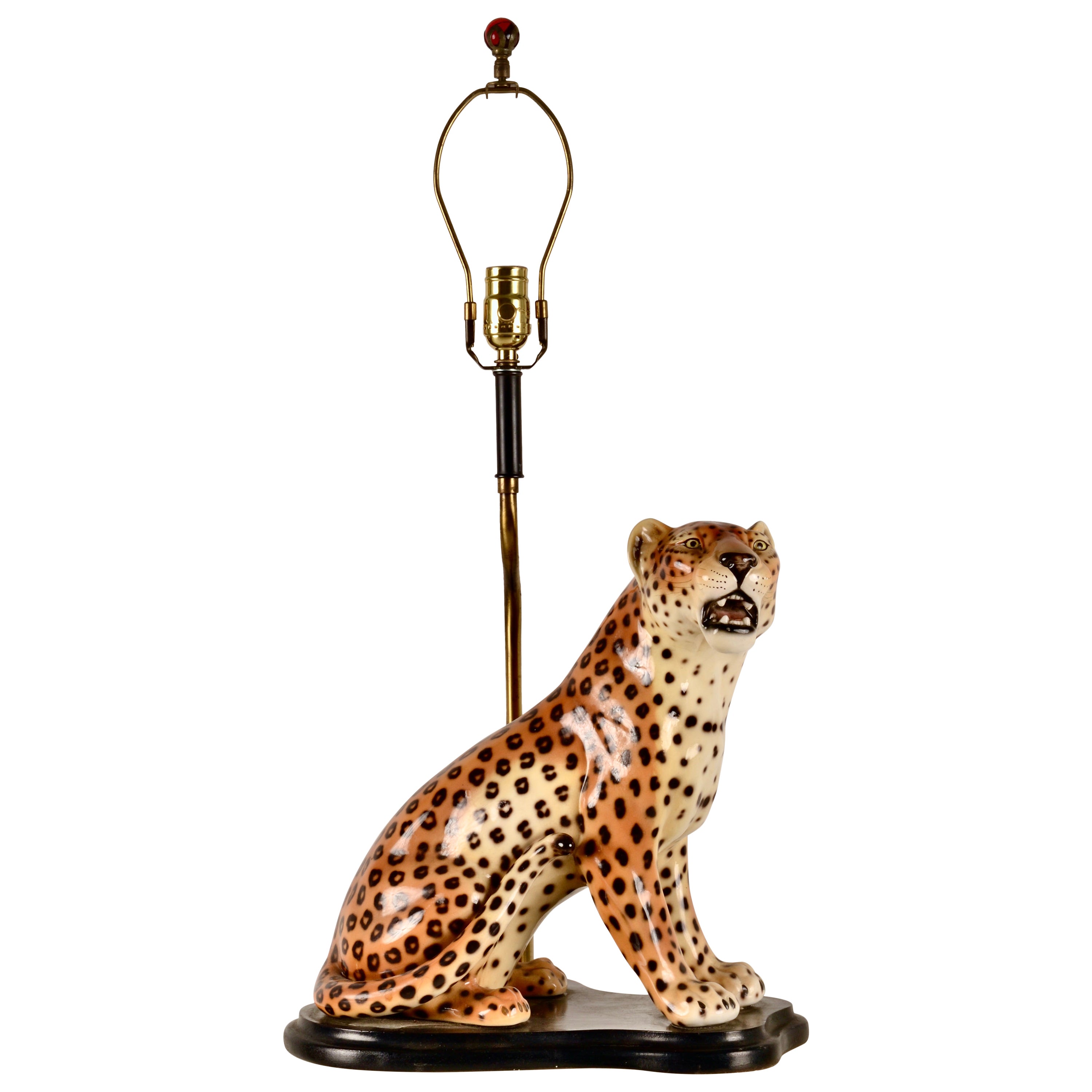 VIntage Ceramic Leopard Lamp, Italy 1960s