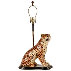 Retro Ceramic Leopard Lamp, Italy 1960s