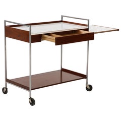 Used 1960's George Nelson For Herman Miller Walnut And Chrome Bar Cart