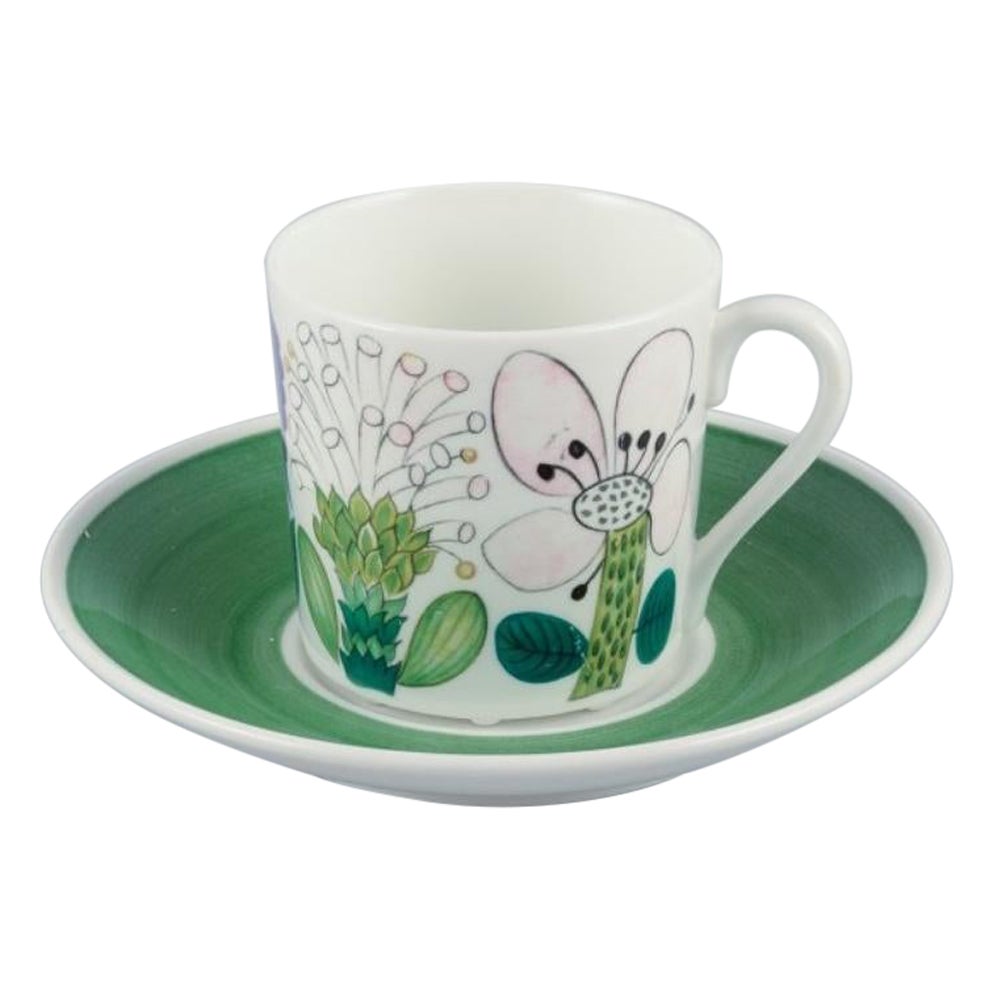 Stig Lindberg for Gustavsberg, Sweden. Rare "Tahiti" coffee cup with saucer.  For Sale