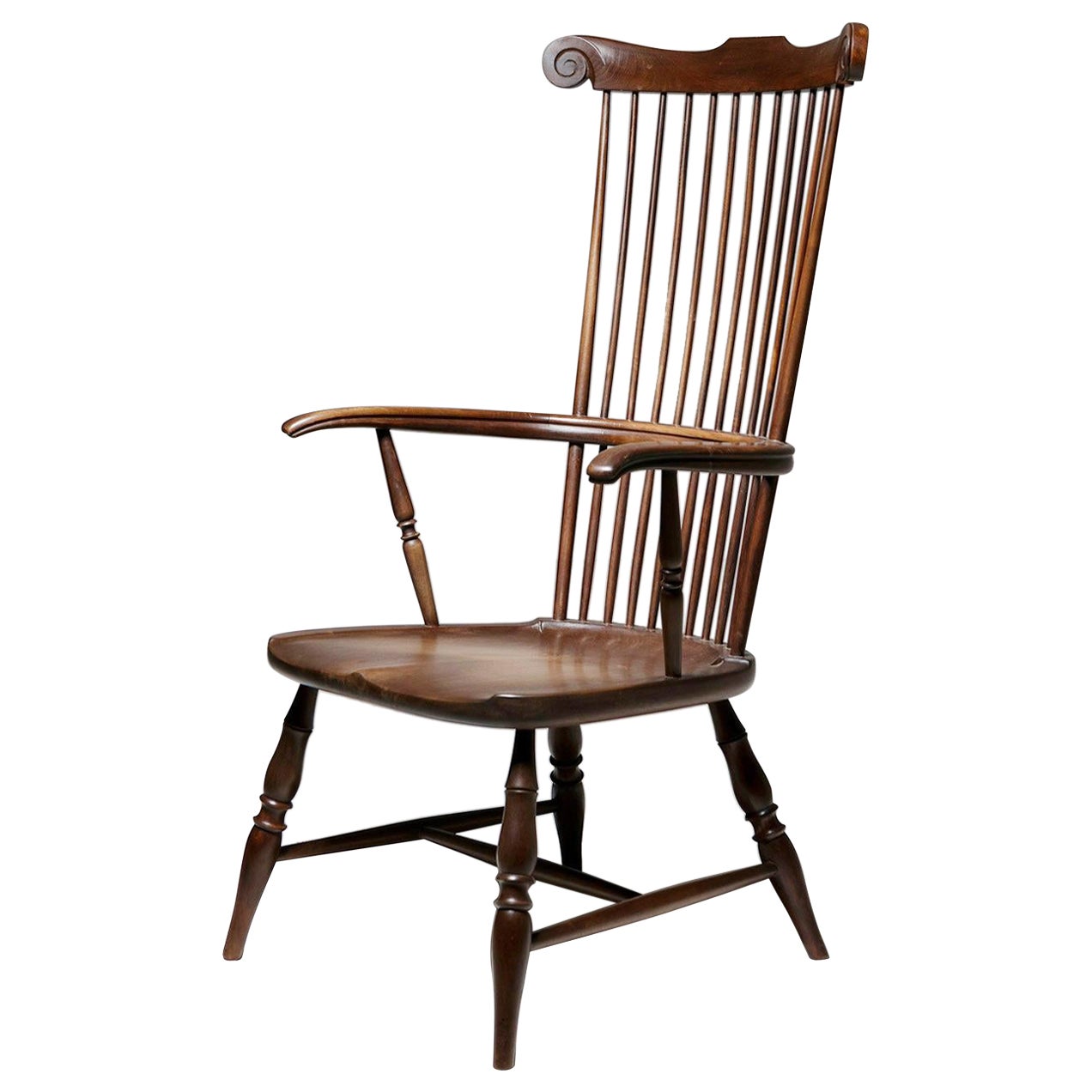Rara sedia da salotto con schienale alto in Wood di Paolo Buffa, Italia, anni '50 in vendita