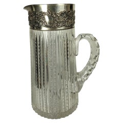 Edwardian Sterling Trimmed Cut Crystal Pitcher